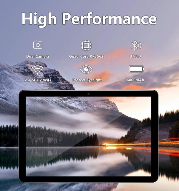 Android Tablet, 10.1 inch Android 14 Tablets 6GB RAM 64GB ROM 1TB Expand, 1280x800 IPS HD Touchscreen,6000mAh Battery, Bluetooth, Dual Camera, GMS, WiFi (Black) - Image 5