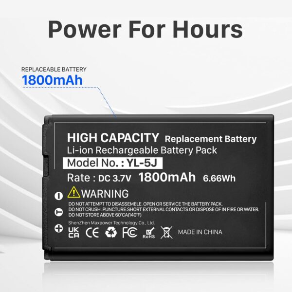 2pcs 1800mAh YL-5J Battery Compatible with Yealink W56HB W59R W56h/p W59VR W60P W76p W77P W79P W56-BATT One Talk IP DECT 3.7V - Image 2