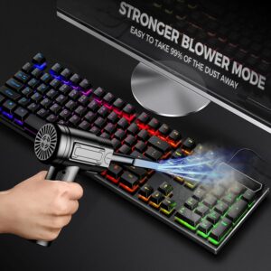 Compressed Air Duster: 100000RPM Electric Air Duster with LED Light Mini Air Blower Rechargeable Cordless Keyboard Cleaning Jet Dry Blower – Car, PC and Home Cleaning Kit Easier to use