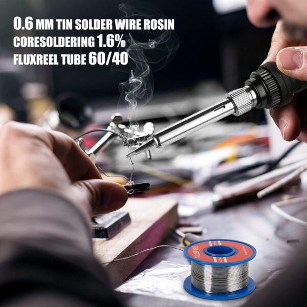 Soldering Iron Kit, 60W Soldering Iron with 5pc Interchangeable Tips, 10-in-1 Adjustable Temperature Solder Welding Tools, Fast Heating, Electronic Repair, 110V - Image 3