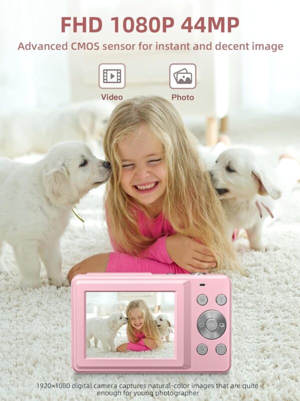 Digital Camera, FHD 1080P Camera, Digital Point and Shoot Camera with 16X Zoom Anti Shake, Compact Small Camera for Boys Girls Kids - Image 2