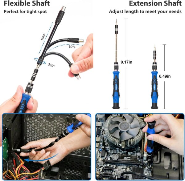 STREBITO Electronics Precision Screwdriver Sets 142-Piece with 120 Bits Magnetic Repair Tool Kit for iPhone, MacBook, Computer, Laptop, PC, Tablet, PS4, Xbox, Nintendo, Game Console - Image 4