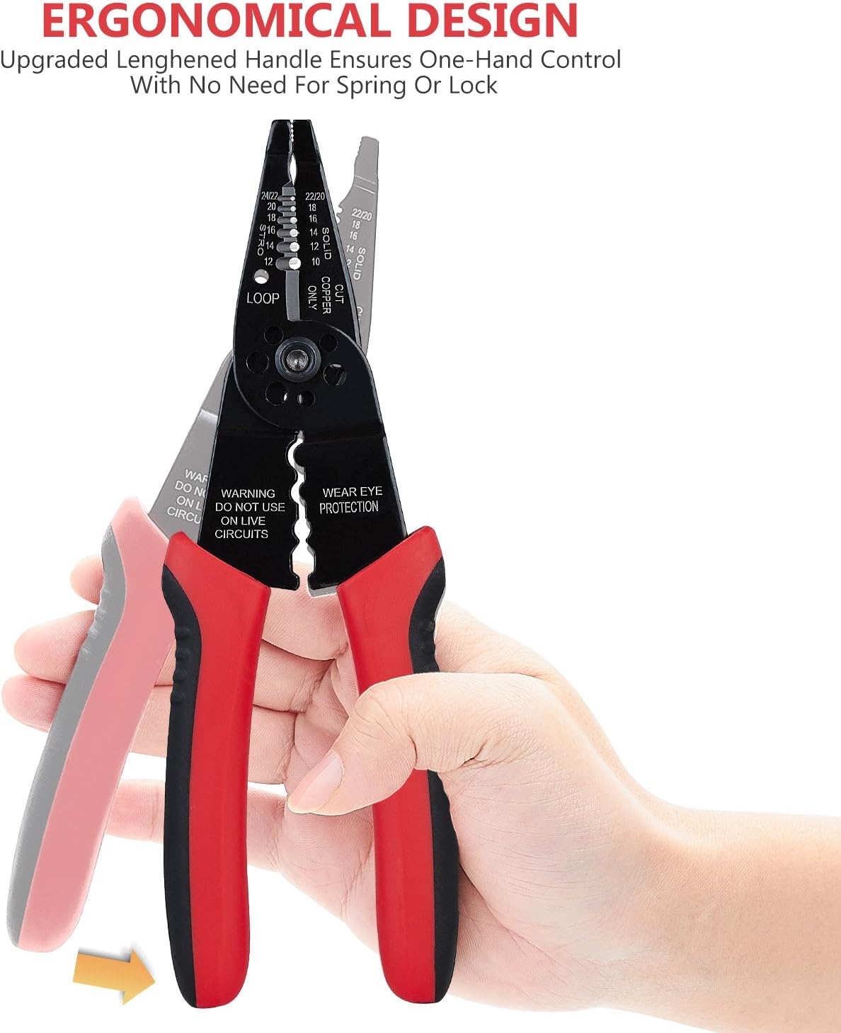 WGGE WG-015 Professional 8-inch Wire Stripper/wire crimping tool, Wire Cutter, Wire Crimper, Cable Stripper, Wiring Tools and Multi-Function Hand Tool. - Image 3