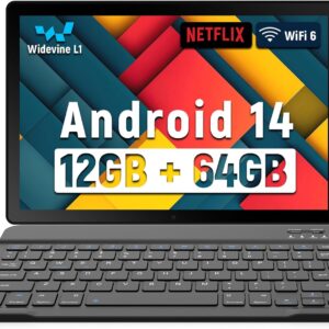 Latest 2025 Upgraded Android Tablet 10.1 Inch with IPS HD Touch Screen, Dual Camera, 64GB Storage 1TB Expansion, 8 in 1 Tablets Kit with Keyboard, Protective Case, Mouse, Stylus, BT 5.4, WiFi 6