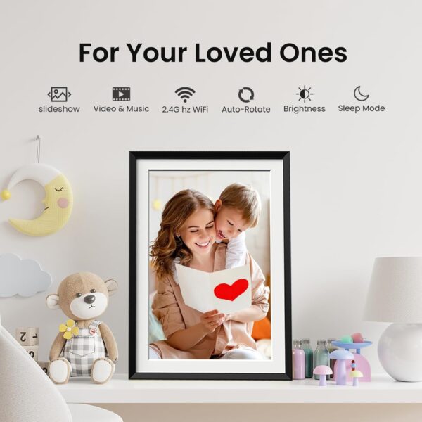 15.6'' Digital Picture Frame with 1920x1080 IPS Touch Screen, 32GB Frameo WiFi Digital Photo Frame, Share Photos/Videos and Send Best Wishes via Free App - Image 6