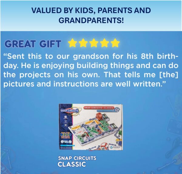 Snap Circuits Classic SC-300 Electronics Exploration Kit | Over 300 Projects | Full Color Manual Parts | STEM Educational Toy for Kids 8+ 2.3 x 13.6 x 19.3 inches - Image 6