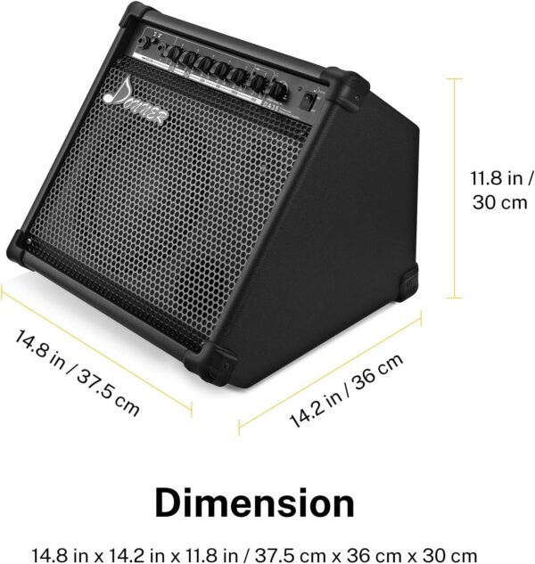 Donner 35-Watt Electronic Drum Amplifier DA-35, 2x8" Speakers, 2-Channel, 3-Band EQ, DI Out, Wireless Audio, Black, Compatible with Electronic Drum & Keyboard, Digital Modeling Amplifier - Image 7