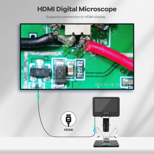 Andonstar AD246S-M HDMI Digital Microscope 2000x for Adults, 3 Lens 2160P UHD Video Record, 7 Inch LCD Soldering Microscope for Electronics Repair, Error Coins, Pro Boom Arm Stand, Windows Compatible - Image 4