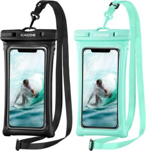 Read more about the article CACOE [Floatable] Floating Universal IPX8 Waterproof Phone case 2 Pack-Up to 7.0″,Adjustable Lanyard Phone Pouch,Cellphone Dry Bags for Vacation Beach Pool Kayak Cruise Travel Essentials（Black+Green）