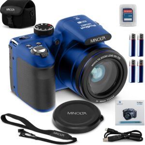 Minolta MN40Z 20MP Digital Camera – 40x Optical Zoom, 1080p FHD Video, 3.0″ LCD, Wi-Fi, Face/Smile/Blink Detection – Blue