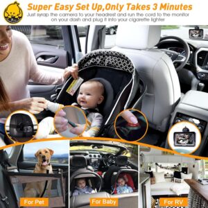 DoHonest Baby Car Camera HD 1080P – Rear-Facing Car Baby Monitor with Night Vision, Adjustable View Angle, Easy Setup, Anti-Glare Display, Safety for Kids & Infants