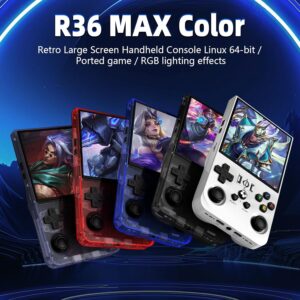 2025 New R36MAX Retro Handheld Game Console, 4.0 Inch IPS Screen Retro Gaming Console,Linux System, 4000mAh Battery Portable Pocket Mini Arcade, Built-in 64G, Red