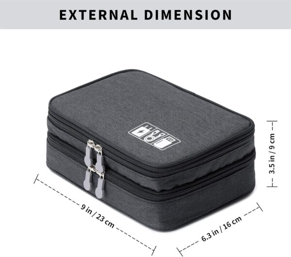 Lanola Travel Cable Organizer Bag, Electronic Accessories Case Portable Double Layer Cable Storage Bag for Cord,phone,Charger, Flash Drive, Phone, SD Card,Personal Items - (Black) - Image 2