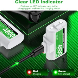 Rechargeable Batteries for Xbox One/Xbox Series X|S Controller,2x4800mWh Xbox Controller Battery Pack, Play and Charge Kit for Xbox Series X/S,Xbox One/Elite,Xbox One S/X with LED Indicator