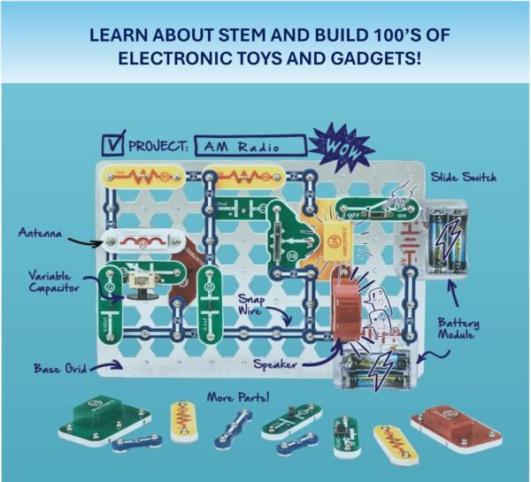 Snap Circuits Classic SC-300 Electronics Exploration Kit | Over 300 Projects | Full Color Manual Parts | STEM Educational Toy for Kids 8+ 2.3 x 13.6 x 19.3 inches - Image 4