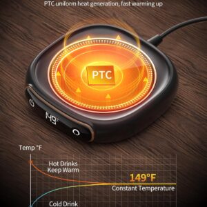 Lerat Coffee Mug Warmer, 3 Temp Settings & Auto Shut Off, Mug Warmer for Desk, Electric Beverage Warmer for Coffee/Tea/Milk in Your Home & Office, Coffee Gifts for Women Men Parents (No Cup)