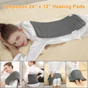 Heating Pad-Electric Heating Pads for Back,Neck,Abdomen,Moist Heated Pad for Shoulder,Knee,Hot Pad for Arms and Legs,Dry&Moist Heat & Auto Shut Off(Charcoal Gray, 12”×24′)