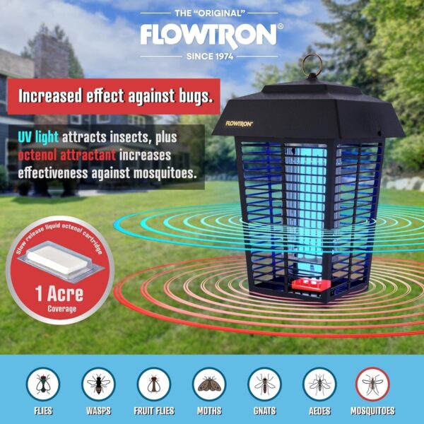 Flowtron Bug Zapper, 1 Acre of Outdoor Coverage with Powerful 40W Bulb & 5600V Instant Killing Grid, Electric Insect, Fly & Mosquito Zapper, Made in The USA - Image 3