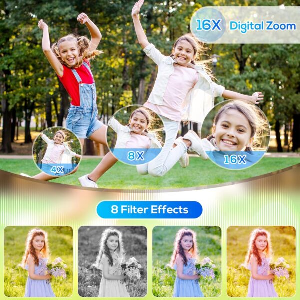 Digital Camera for Kids, WITYEAH 48MP FHD 1080P Point and Shoot Digital Cameras with 16X Zoom Anti-Shake, Compact Portable Cameras for Photography, for Boys Girls Teens Beginners - Image 4