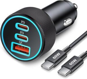 Read more about the article 67W 3-Port Super Fast Type C Car Charger USB C for Samsung Galaxy S25 S24 S23 S22 S21 Ultra, iPhone 16/15 Pro Max, Pixel, Android, PD/QC Car Phone Adapter Accessories for Men Women + 3FT USB-C Cable