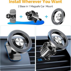 Kaistyle for Magsafe Car Mount【20 Strong Magnets】Magnetic Phone Holder for Car Phone Holder Mount Dash【360°】Cell Phone Holders for Your Car Accessories for Women Men iPhone 16 Pro Max 15 14 13 12 Plus