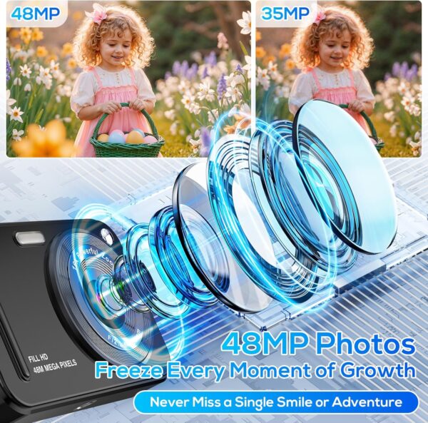 Digital Camera for Kids, WITYEAH 48MP FHD 1080P Point and Shoot Digital Cameras with 16X Zoom Anti-Shake, Compact Portable Cameras for Photography, for Boys Girls Teens Beginners - Image 2