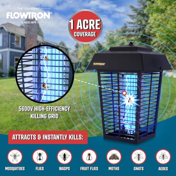Flowtron Bug Zapper, 1 Acre of Outdoor Coverage with Powerful 40W Bulb & 5600V Instant Killing Grid, Electric Insect, Fly & Mosquito Zapper, Made in The USA - Image 5