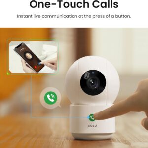 AOSU 2K Security Camera Indoor, Baby Monitor Pet Camera 360-Degree for Home Security with 2.4 GHz Wi-Fi Router, One-Touch Call, Smart Motion Tracking, IR Night Vision, Compatible with Alexa
