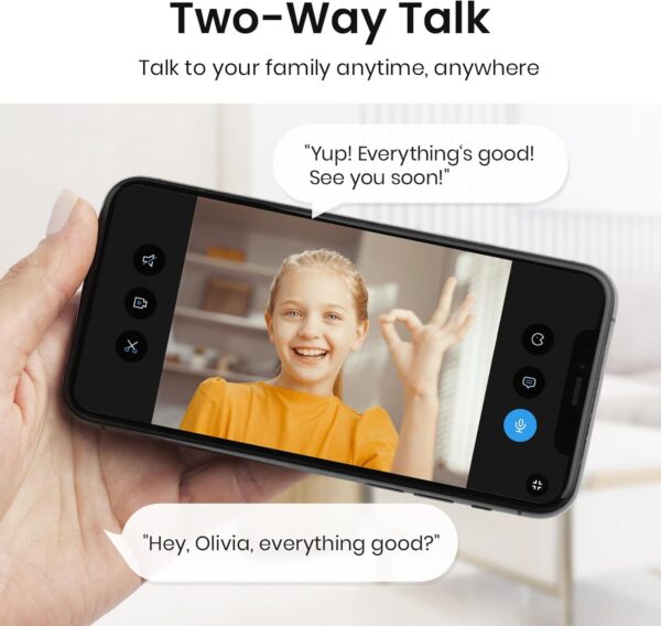 AOSU 2K Security Camera Indoor, Baby Monitor Pet Camera 360-Degree for Home Security with 2.4 GHz Wi-Fi Router, One-Touch Call, Smart Motion Tracking, IR Night Vision, Compatible with Alexa - Image 7
