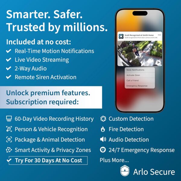 Arlo Pro 5S Spotlight Security Camera 2K HDR | Outdoor | Wireless | Dual-Band Wi-Fi Connects to The Strongest Network | 12X Zoom, 2-Way Audio, Color Night Vision, Live Stream Black (Black, 2 Cameras) - Image 5
