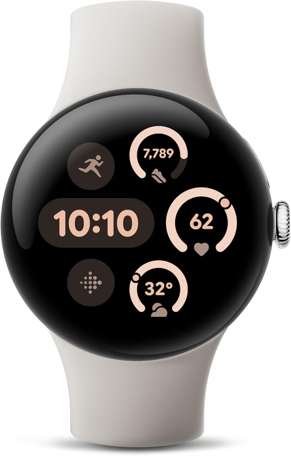 Google Pixel Watch 3 (41mm) Latest Model - Android Smartwatch, Heart Rate Tracking, Fitbit Advanced Running, Fitness Insights, 24-Hour Battery - Polished Silver Aluminum Case - Porcelain Band - Wi-Fi