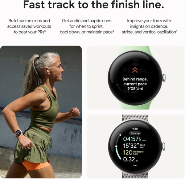 Google Pixel Watch 3 (45mm) Latest Model - Android Smartwatch, Heart Rate Tracking, Fitbit Advanced Running, Fitness Insights, 24-Hour Battery - Polished Silver Aluminum Case - Porcelain Band - Wi-Fi - Image 4