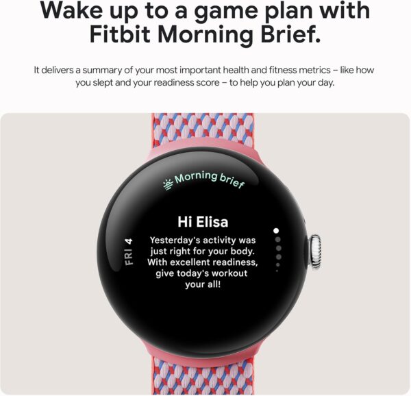 Google Pixel Watch 3 (45mm) Latest Model - Android Smartwatch, Heart Rate Tracking, Fitbit Advanced Running, Fitness Insights, 24-Hour Battery - Polished Silver Aluminum Case - Porcelain Band - Wi-Fi - Image 7