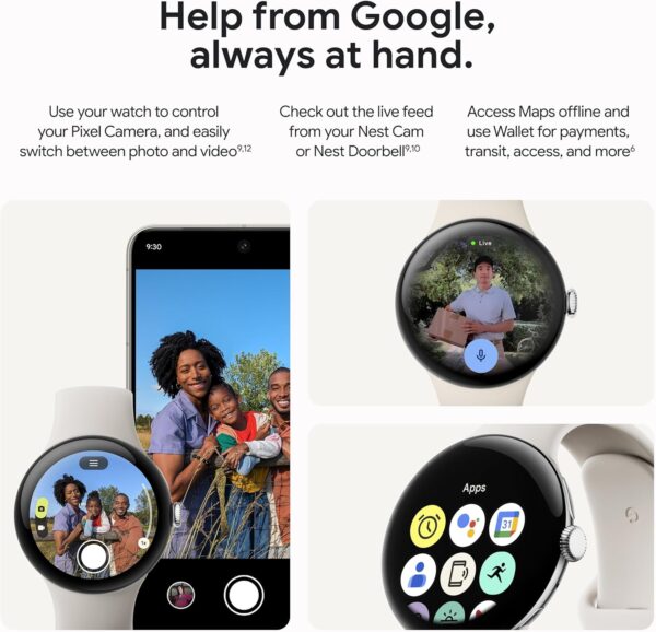 Google Pixel Watch 3 (45mm) Latest Model - Android Smartwatch, Heart Rate Tracking, Fitbit Advanced Running, Fitness Insights, 24-Hour Battery - Polished Silver Aluminum Case - Porcelain Band - Wi-Fi - Image 9