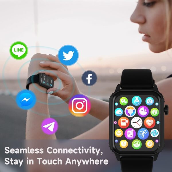 Smart Watches for Women Men, 1.83" HD Smartwatch with 120 Sports Modes, IP67 Waterproof, Bluetooth Call and Music Control；Heart Rate and Sleep Monitor (Black) - Image 5