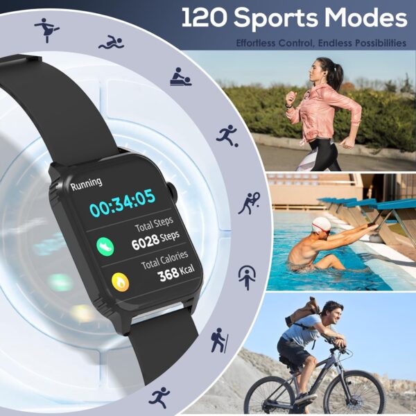 Smart Watches for Women Men, 1.83" HD Smartwatch with 120 Sports Modes, IP67 Waterproof, Bluetooth Call and Music Control；Heart Rate and Sleep Monitor (Black) - Image 7