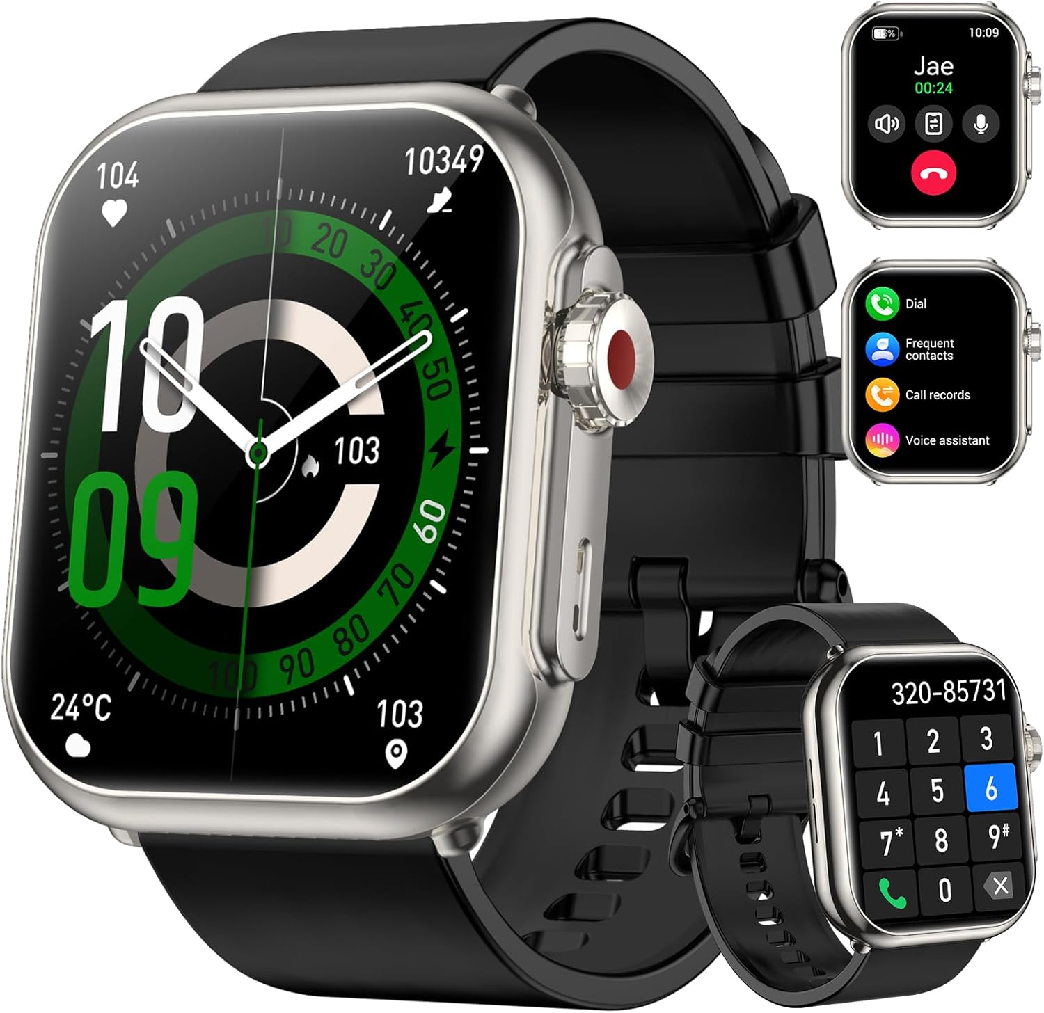 Smart Watch for Men Women, 1000 mAh 100 Day Battery Life, 1.85" Fitness Tracker with Call Function, 110+ Sport Modes, Heart Rate, Sleep Monitor Fitness Watch, IP68 Waterproof, Compatible iOS Android