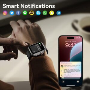 Smart Watch for Men Women, 1000 mAh 100 Day Battery Life, 1.85″ Fitness Tracker with Call Function, 110+ Sport Modes, Heart Rate, Sleep Monitor Fitness Watch, IP68 Waterproof, Compatible iOS Android