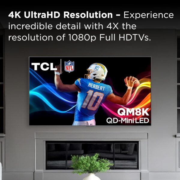 TCL 65-Inch Class QM8K Series QD-Mini LED 4K UHD Google Smart TV Next Generation Mini-LED TV - QLED, 144hz, 288hz VRR, No Bezel Design, Unrivaled Picture Quality, Ai Processing (65QM8K, 2025 Model) - Image 10