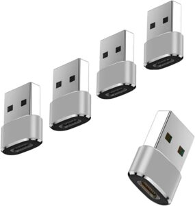 Read more about the article USB Type C Female to USB A Male Charger Converter Adapter 5 Pack for iPhone 15/Pro/Pro Max/Plus/14/13/12, XS/XR/X, Watch Series. iPad, Samsung (Gray)