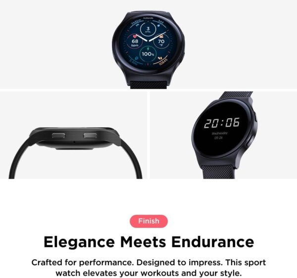 Motorola Moto Watch 120 - Premium Bluetooth Smartwatch with AMOLED Display, 10-Day Battery, Heart Rate & SpO2 Tracking, Fitness & Health Monitoring, Compatible with Android and iPhone - Phantom Black - Image 4