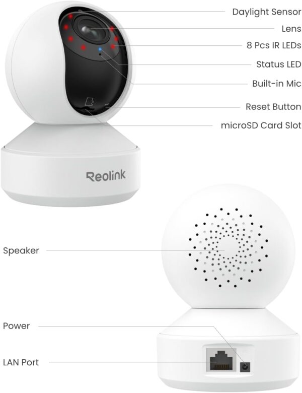 REOLINK Smart 4K UHD Pan & Tilt Dual-Band Wi-Fi 6 Indoor Security Camera with 3X Optical Zoom, Auto-Tracking, People/Pet Detection, Crying Sound Detection, Privacy Mode, and Bluetooth Setup, E1 Zoom - Image 9