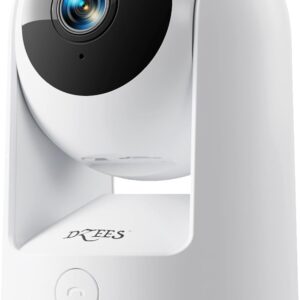 Dzees Indoor Security Camera Pet Camera No Subscription, 2K 360° WiFi Cameras, Wired Dog Pet Camera with Phone App, MagicPix Night Vision, Calls, 2-Way Audio, 24/7, Motion Tracking, Privacy, 2.4Ghz