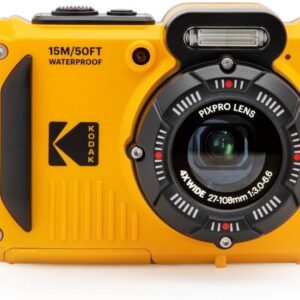 KODAK PIXPRO WPZ2 Rugged Waterproof Shockproof Dustproof WiFi Digital Camera 16MP 4X Optical Zoom 1080P Full HD Video Vlogging Camera 2.7″ LCD (Yellow)