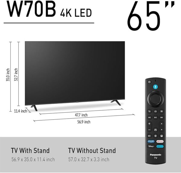 Panasonic TV-65W70BP W70 Series 65 inch LED 4K Ultra HD Smart Fire TV Bundle with 2X 6FT Universal 4K HDMI Cable, Theater Essentials and CPS Exclusive 26 Month Protection Pack (BEACH-CPS-26M1000ATV) - Image 6