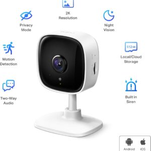 TP-Link Tapo 2K Security Camera for Baby Monitor, Dog Camera w/Motion Detection, 2-Way Audio Siren, Night Vision, Cloud & SD Card Storage, Works w/Alexa & Google Home, 4-Pack (Tapo C110P4)