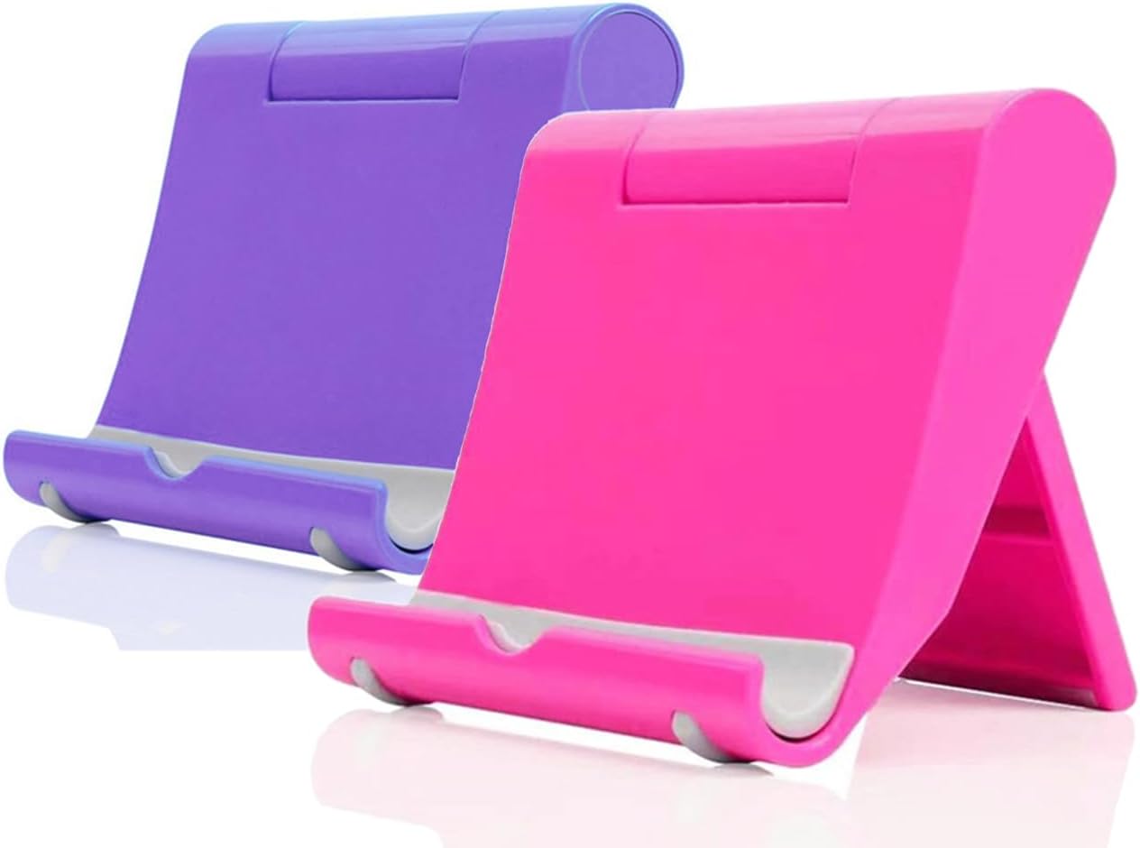 You are currently viewing Cell Phone Stand for Desk 2 Pack Mobile Phone Holders Desktop Tablet Stand, Foldable Phone Dock Universal Adjustable Tablet Stand for Desk (Pink+Purple)