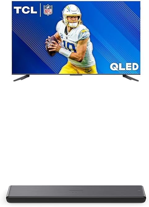 TCL 65-Inch Q68 QLED Pro 4K UHD Smart TV with Google TV (65Q681G, 2024 Model) S45H S Class 2.0 Channel Sound Bar with Dolby Atmos