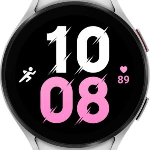 SAMSUNG Galaxy Watch 5 44mm Bluetooth Smartwatch w/Body, Health, Fitness and Sleep Tracker, Sapphire Crystal Glass, Enhanced GPS Tracking, US Version, Silver Bezel w/White Band (Renewed)