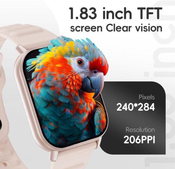 Smart Watch Sports Pedometer Fitness Tracker, Bluetooth Call Heart Rate Blood Oxygen Sleep Monitor, 100 Sports Modes Waterproof for iOS Android Men's Women's Smart Watch (Pink) - Image 3